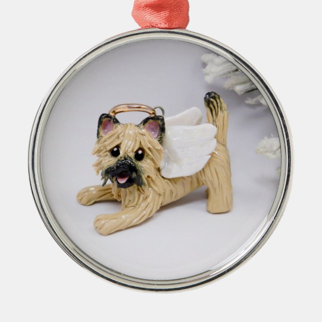 Cairn Terrier Angel Christmas Ornament Aus Metall (Vorne)