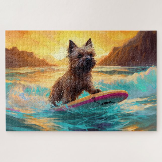 Cairn Terrier Beach Surfmalerei (Horizontal)
