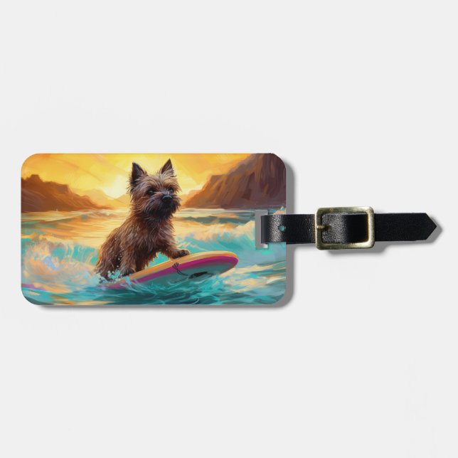 Cairn Terrier Beach Surfmalerei Gepäckanhänger (Vorderseite horizontal)