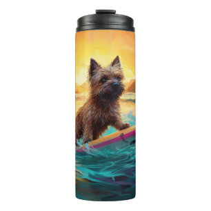 Cairn Terrier Beach Surfmalerei Thermosbecher