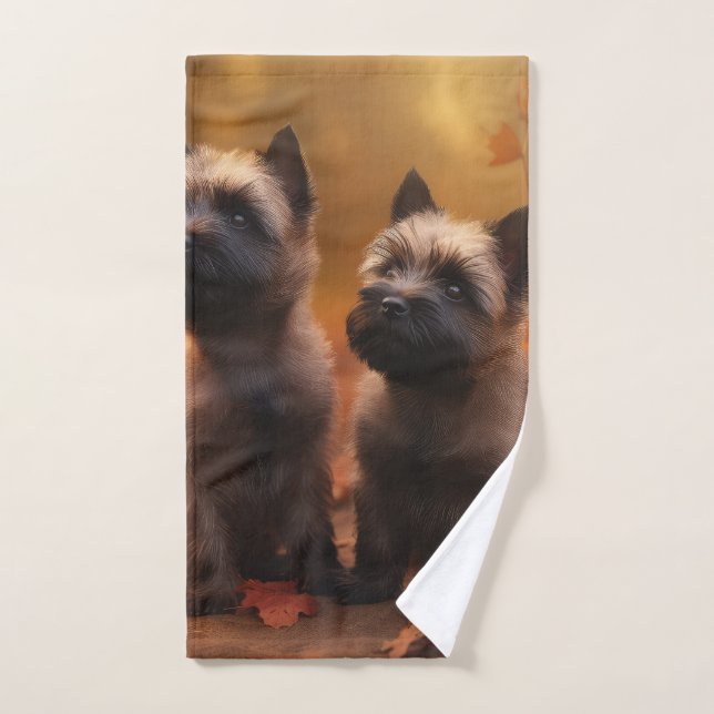 Cairn Terrier Chiot Automne Citrouille de plaisir (Serviette à main)