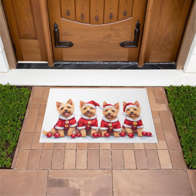 Cairn Terrier Christmas Dress Santa Hat Fußmatte (Außenbereich)