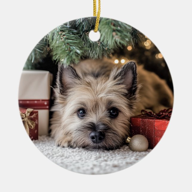 Cairn Terrier Christmas Keramik Ornament (Vorne)
