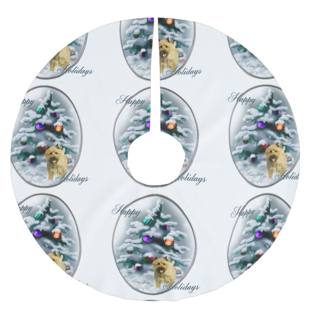 Cairn Terrier Christmas Polyester Weihnachtsbaumdecke (Vorderseite)