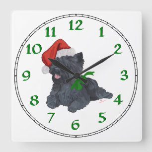 Cairn Terrier Christmas Quadratische Wanduhr