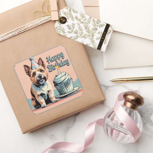 Cairn Terrier Colorful Quadratischer Aufkleber (Schenken)