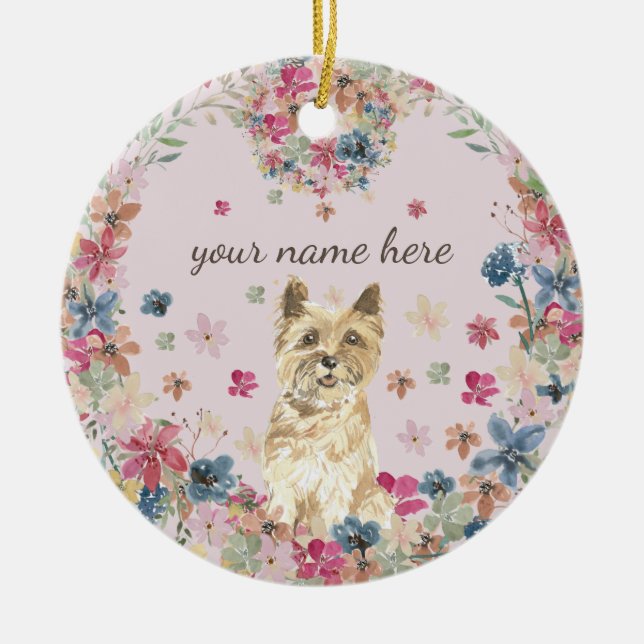 Cairn Terrier Dog Blume Keramik Ornament (Vorne)