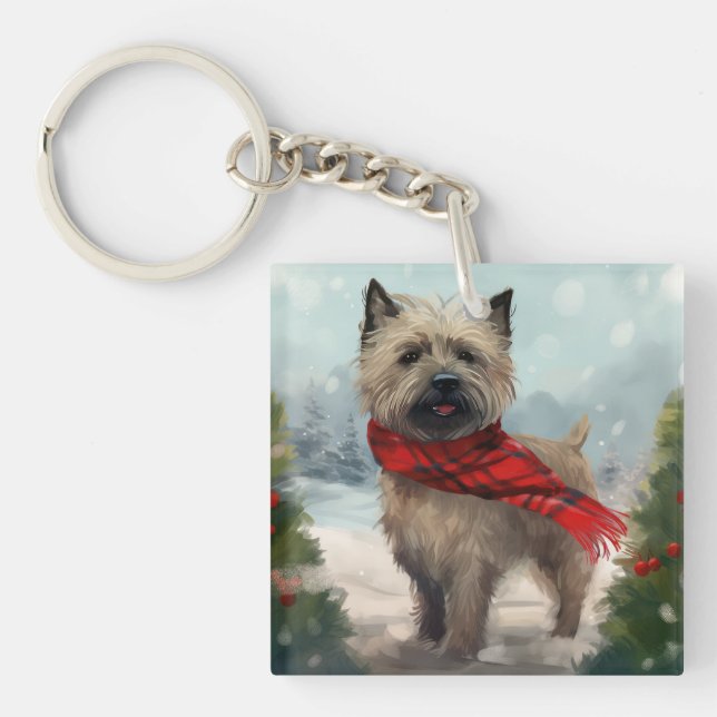 Cairn Terrier Dog dans Noël de neige (Devant)