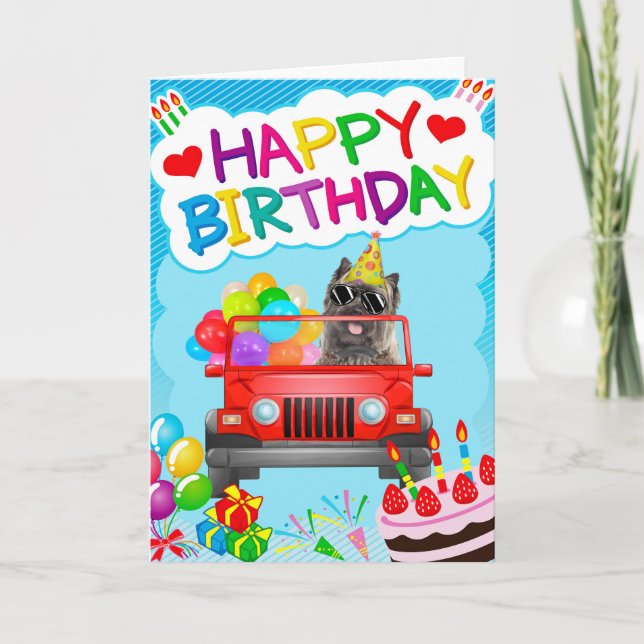 Cairn Terrier Dog Fahren mit Balloons Karte (Vorderseite)