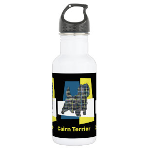 Cairn Terrier Dog Gelb & Blau Dreieck Grid Edelstahlflasche