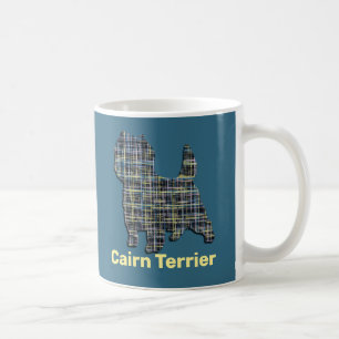 Cairn Terrier Dog Grid Silhouette Blue Background Kaffeetasse