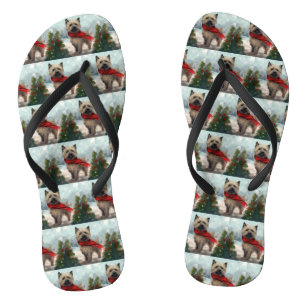 Cairn Terrier Dog im Schnee Weihnachten Flip Flops