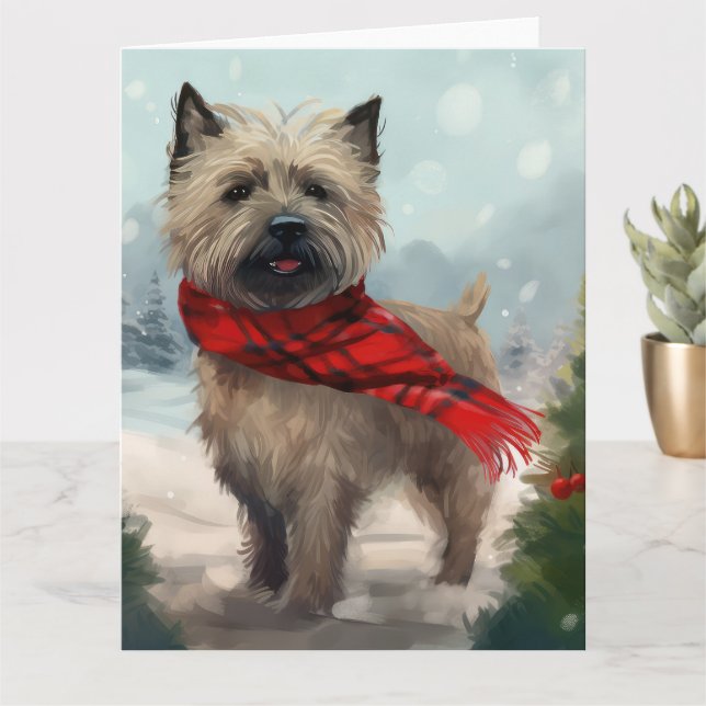 Cairn Terrier Dog im Schnee Weihnachten Karte (Kleine Pflanze)