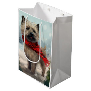 Cairn Terrier Dog im Schnee Weihnachten Mittlere Geschenktüte