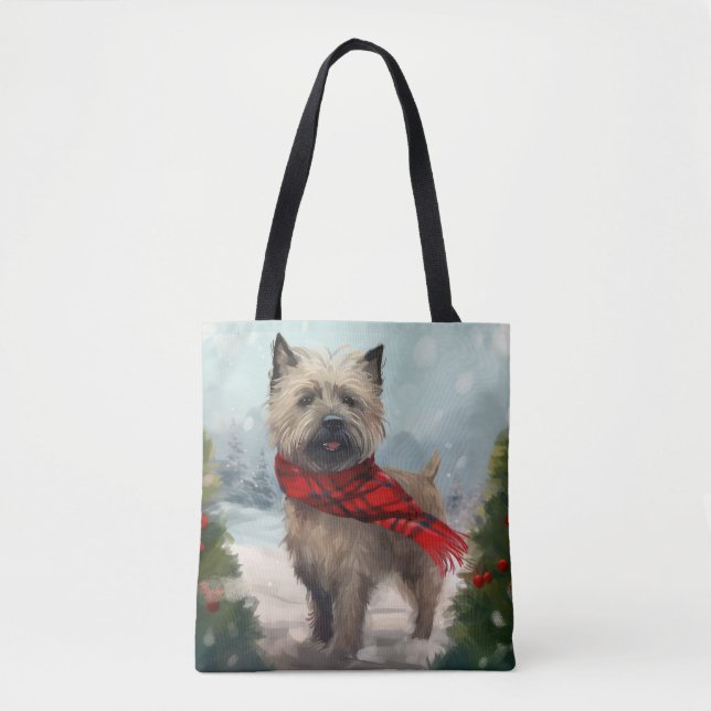 Cairn Terrier Dog im Schnee Weihnachten Tasche (Vorderseite)