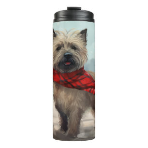 Cairn Terrier Dog im Schnee Weihnachten Thermosbecher