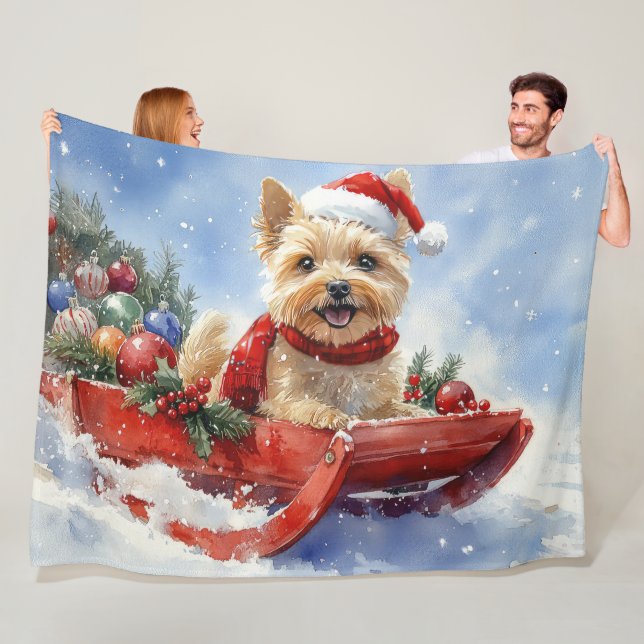 Cairn Terrier Dog in Sledge Let it Schnee Weihnach Fleecedecke (Beispiel)