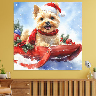 Cairn Terrier Dog in Sledge Let it Schnee Weihnach Leinwanddruck