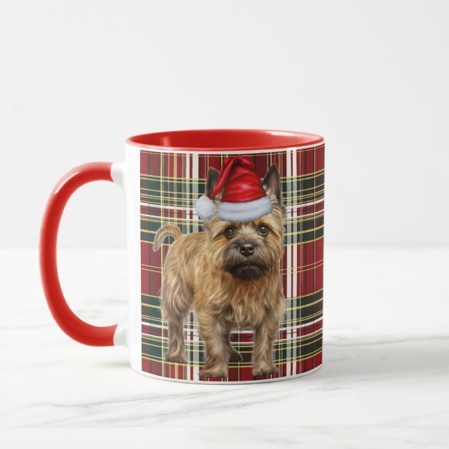 Cairn Terrier Dog Lover Holiday Kariert Weihnachte Tasse (Links)