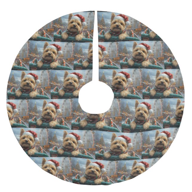 Cairn Terrier Dog Roller Untersetzer Weihnachten Polyester Weihnachtsbaumdecke (Vorderseite)