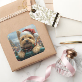 Cairn Terrier Dog Roller Untersetzer Weihnachten Quadratischer Aufkleber