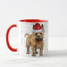Cairn Terrier Dog Santa auf dem Hintergrund des Wa Tasse
