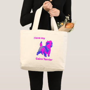 Cairn Terrier Dog Silhouette Crazy Hot Pink Jumbo Stoffbeutel