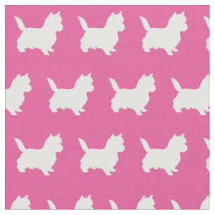 Cairn Terrier Dog Silhouette Pet Pink Stoff