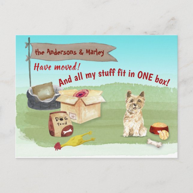 Cairn Terrier Dog Toys unsere neue Zuhause Postkarte (Vorderseite)