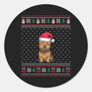 Cairn Terrier Dog Tragen Weihnachtsmannmütze Ugly  Runder Aufkleber