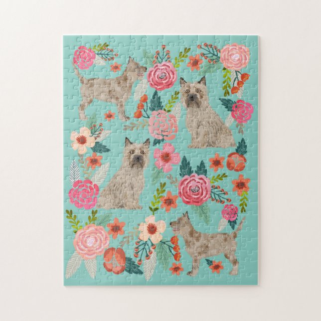 Cairn Terrier Dog Vintag Florals (Vertikal)