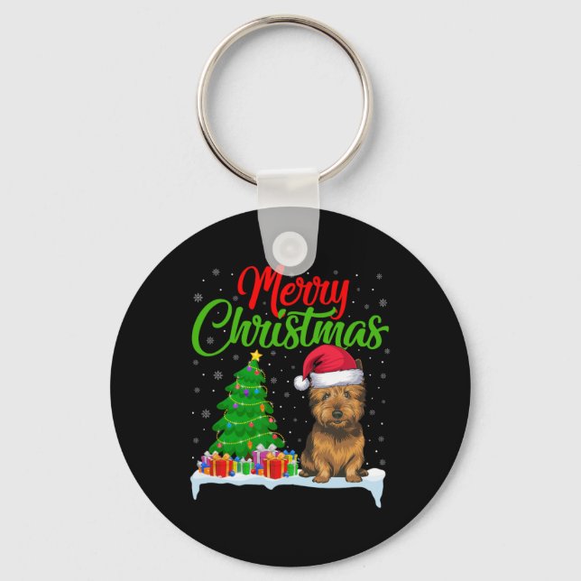 Cairn Terrier Dog Weihnachtsbaum Lichter Funny Xma Schlüsselanhänger (Vorderseite)