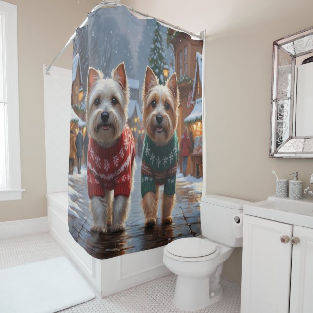 Cairn Terrier Dogs Christmas Snow Holiday  Duschvorhang (Beispiel)