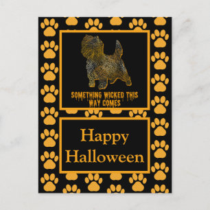 Cairn Terrier English Dog Silhouette Halloween Postkarte