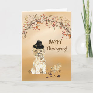 Cairn Terrier Funny Pilgrim Hat Erntedank Karte