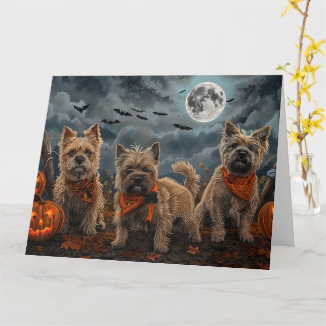 Cairn Terrier Halloween Spooky Karte (Gelbe Blume)