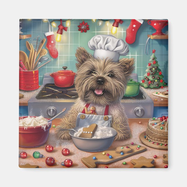 Cairn Terrier Holiday Baking: Feierliche Weihnacht Magnet (Vorne)