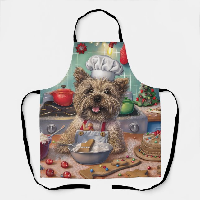 Cairn Terrier Holiday Baking: Feierliche Weihnacht Schürze (Vorderseite)