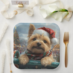 Cairn Terrier Hund Achterbahn Weihnachten Pappteller