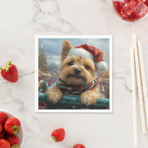 Cairn Terrier Hund Achterbahn Weihnachten Serviette