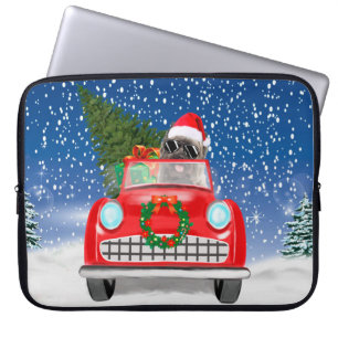 Cairn Terrier Hund fährt Auto im Schnee Weihnachte Laptopschutzhülle