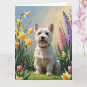 Cairn-Terrier-Hund Frühlingsblumen Malerei Karte