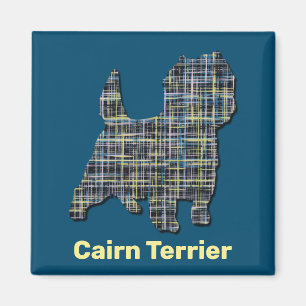 Cairn Terrier Hund Gelb- und Schwarz-Gitter-Linie Magnet