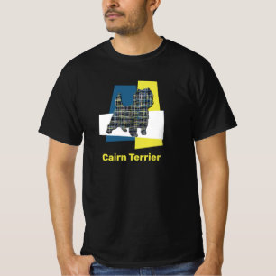 Cairn Terrier Hund Gelb- und Schwarz-Gitter-Linie T-Shirt