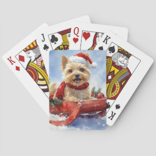 Cairn Terrier Hund im Schlitten Lass es schneien W Spielkarten