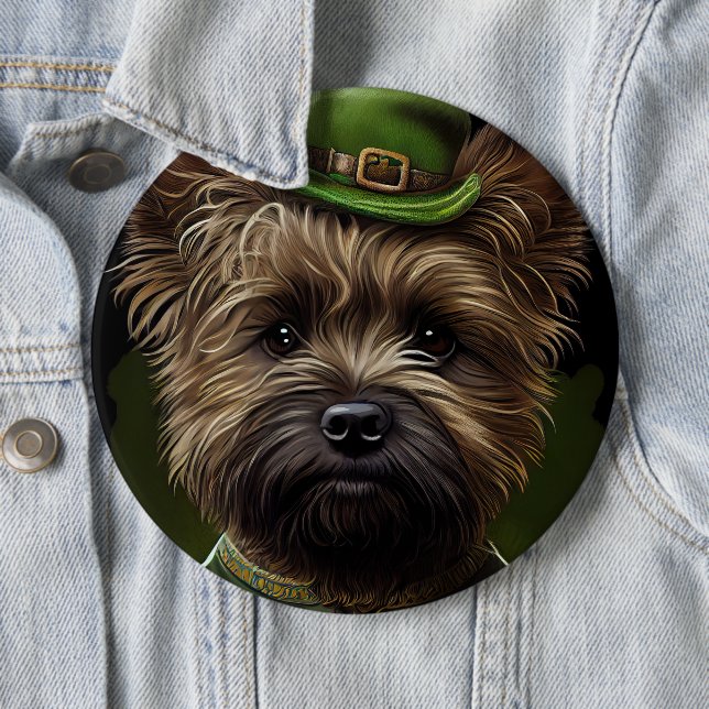 Cairn Terrier Hund in St. Patrick's Day Dress Button (Beispiel)