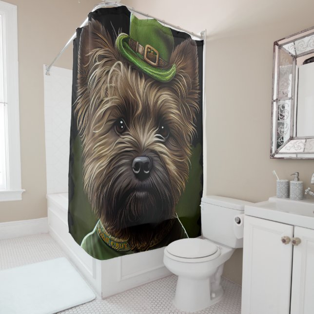 Cairn Terrier Hund in St. Patrick's Day Dress Duschvorhang (Beispiel)