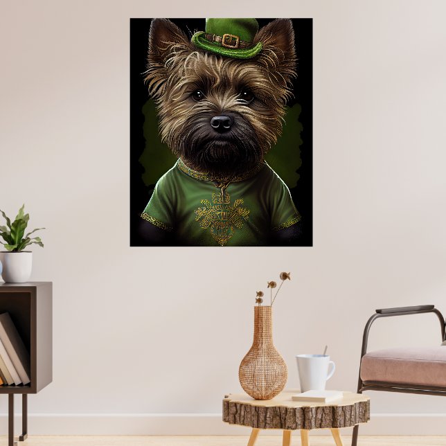 Cairn Terrier Hund in St. Patrick's Day Dress Poster (Wohnzimmer 3)