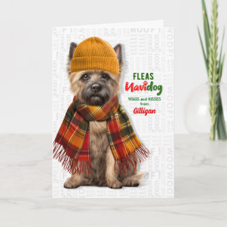 Cairn Terrier Hund Lustige Flöhe Navidog mit Namen Feiertagskarte