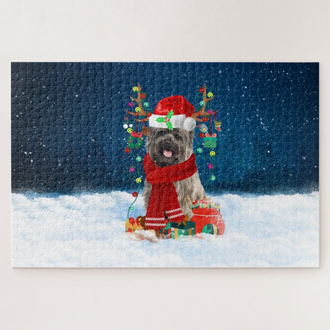 Cairn Terrier Hund mit Weihnachtsgeschenken (Horizontal)